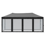 Folding Party Tent with Sidewalls Black 3x6 m - Side View