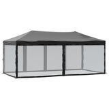Folding Party Tent with Sidewalls Black 3x6 m - 45-Degree Angle