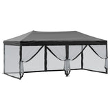 Folding Party Tent with Sidewalls Black 3x6 m - Rear View