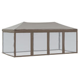 Folding Party Tent with Sidewalls Taupe 3x6 m - Front View