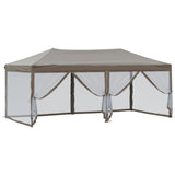 Folding Party Tent with Sidewalls Taupe 3x6 m - Rear View