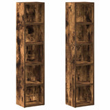 CD Cabinets 2 pcs Smoked Oak 21x16x93.5 cm Engineered Wood - Front View