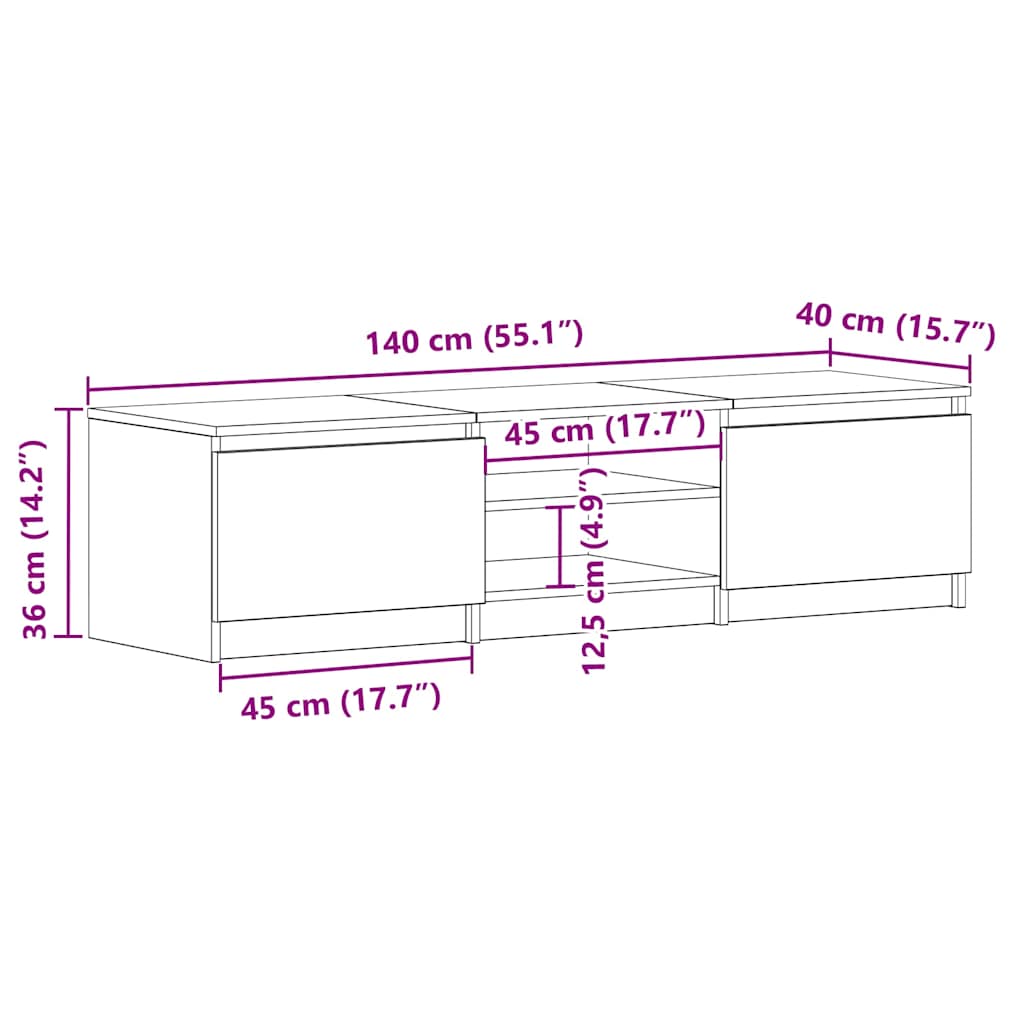 TV Cabinet Brown Oak 140x40x35.5 cm Engineered Wood