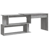 Corner Desk Grey Sonoma 200x50x76 cm Engineered Wood - Front View
