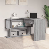 Corner Desk Grey Sonoma 200x50x76 cm Engineered Wood - Side View