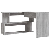 Corner Desk Grey Sonoma 200x50x76 cm Engineered Wood - Rear View