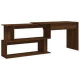 Corner Desk Brown Oak 200x50x76 cm Engineered Wood - Front View