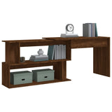 Corner Desk Brown Oak 200x50x76 cm Engineered Wood - Top-Down View