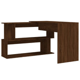 Corner Desk Brown Oak 200x50x76 cm Engineered Wood - Rear View