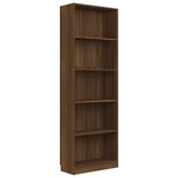 5-Tier Book Cabinet Brown Oak 60x24x175 cm Engineered Wood - Front View
