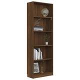 5-Tier Book Cabinet Brown Oak 60x24x175 cm Engineered Wood - Side View