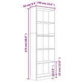 5-Tier Book Cabinet Brown Oak 60x24x175 cm Engineered Wood - Rear View