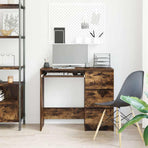 Desk Smoked Oak 90x45x76 cm Engineered Wood