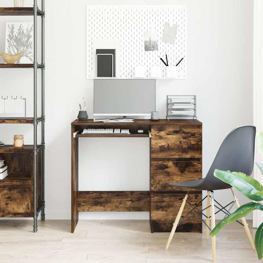 Desk Smoked Oak 90x45x76 cm Engineered Wood