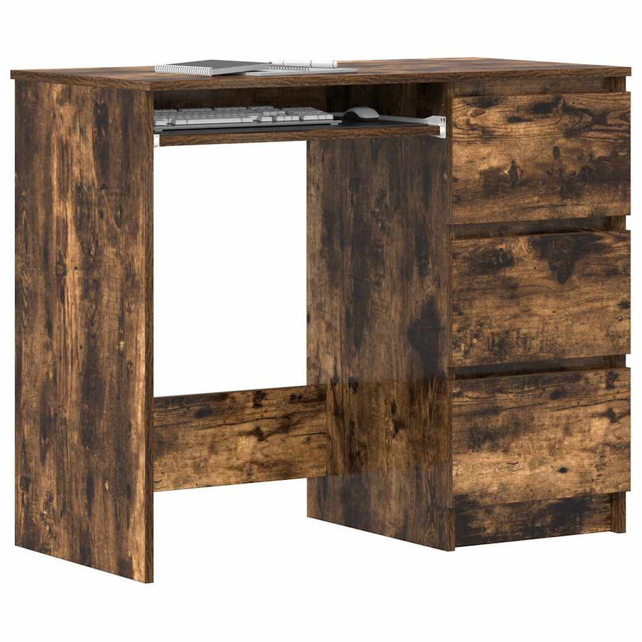 Desk Smoked Oak 90x45x76 cm Engineered Wood