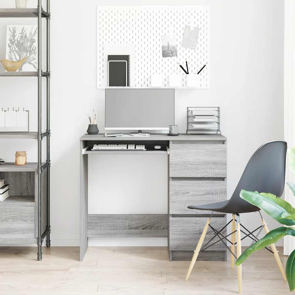 Desk Grey Sonoma 90x45x76 cm Engineered Wood