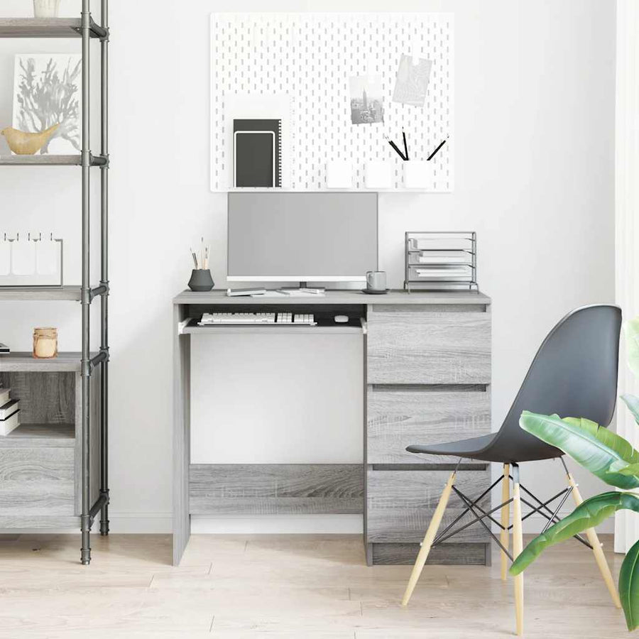 Desk Grey Sonoma 90x45x76 cm Engineered Wood