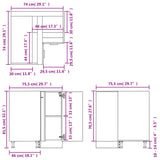 Kitchen Cabinet Lyon Brown Oak 75.5x75.5x81.5 cm Engineered Wood