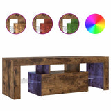 TV Cabinet with LED Lights Smoked Oak 120x35x40 cm - Front View