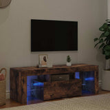 TV Cabinet with LED Lights Smoked Oak 120x35x40 cm - Side View