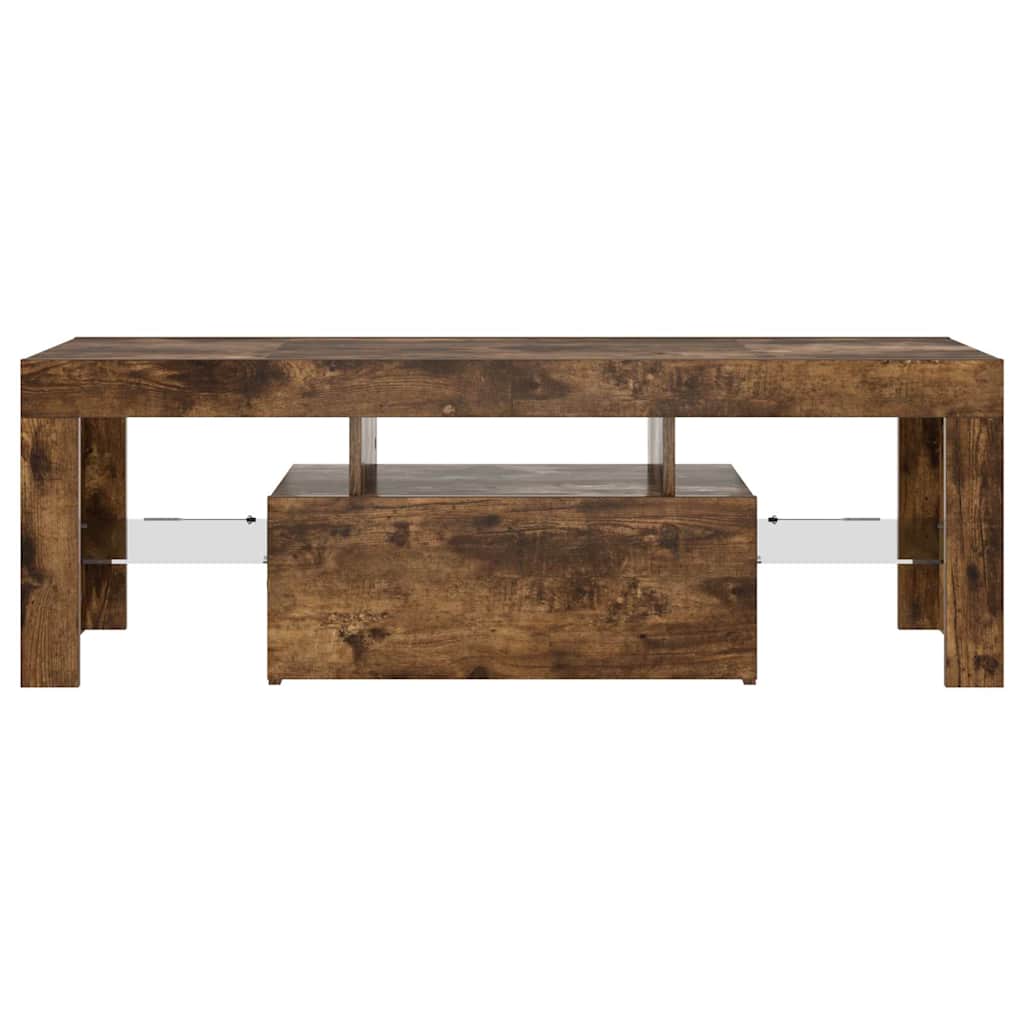 TV Cabinet with LED Lights Smoked Oak 120x35x40 cm