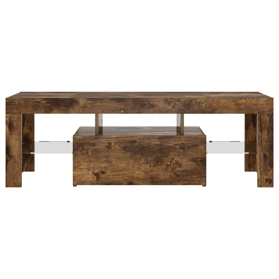 TV Cabinet with LED Lights Smoked Oak 120x35x40 cm