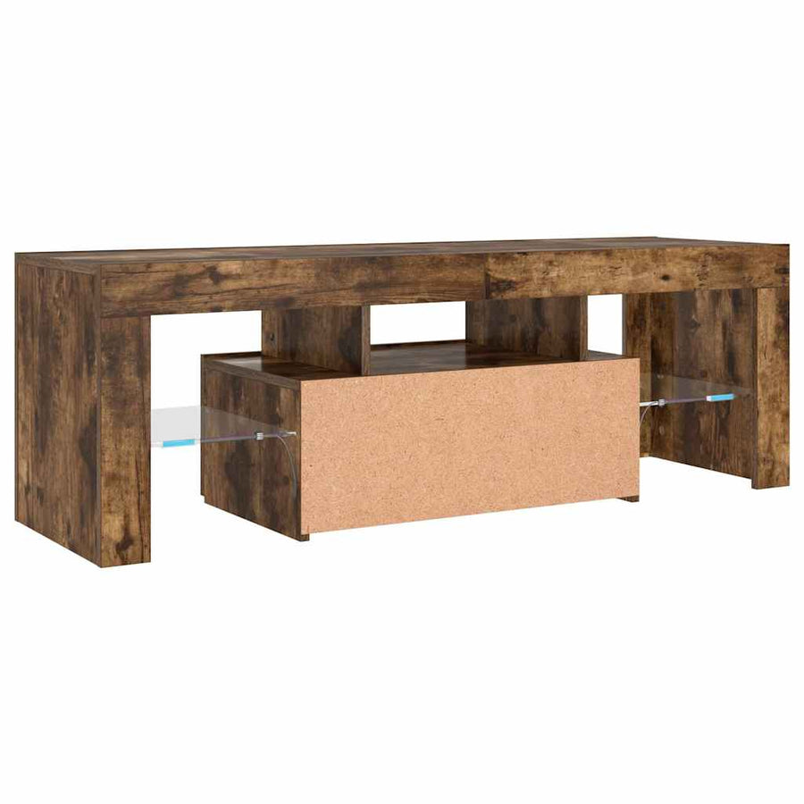 TV Cabinet with LED Lights Smoked Oak 120x35x40 cm