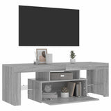 TV Cabinet with LED Lights Grey Sonoma 120x35x40 cm - Side View