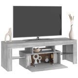 TV Cabinet with LED Lights Grey Sonoma 120x35x40 cm - Close-Up Angle