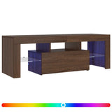 TV Cabinet with LED Lights Brown Oak 120x35x40 cm