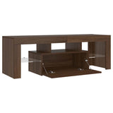TV Cabinet with LED Lights Brown Oak 120x35x40 cm - 45-Degree Angle