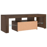TV Cabinet with LED Lights Brown Oak 120x35x40 cm - Low Angle