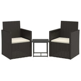 3 Piece Outdoor Sofa Set with Cushions Black Poly Rattan