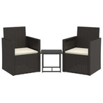 3 Piece Outdoor Sofa Set with Cushions Black Poly Rattan