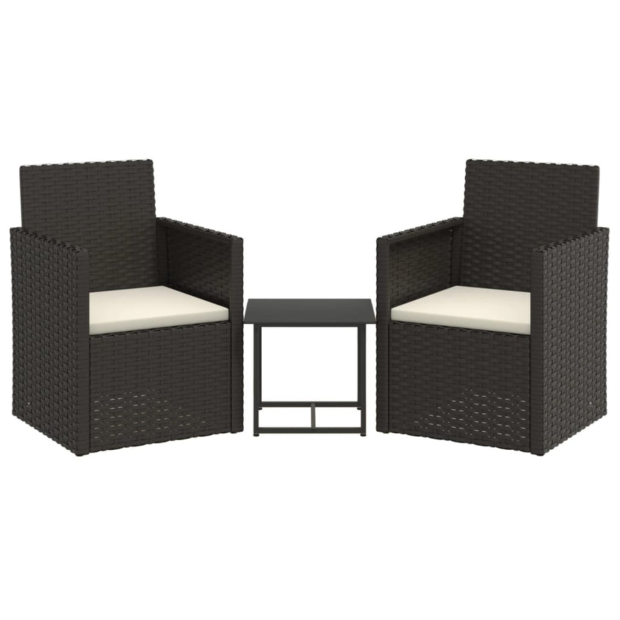 3 Piece Outdoor Sofa Set with Cushions Black Poly Rattan