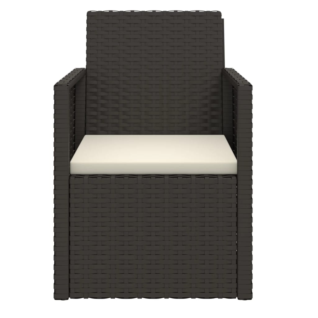 3 Piece Outdoor Sofa Set with Cushions Black Poly Rattan