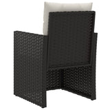 3 Piece Outdoor Lounge Set with Cushions Poly Rattan Black - Rear View