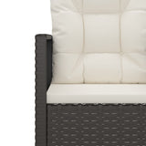 3 Piece Outdoor Lounge Set with Cushions Poly Rattan Black - Close-Up Angle