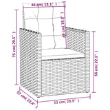 3 Piece Outdoor Lounge Set with Cushions Poly Rattan Grey