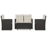 4 Piece Outdoor Lounge Set with Cushions Poly Rattan Black