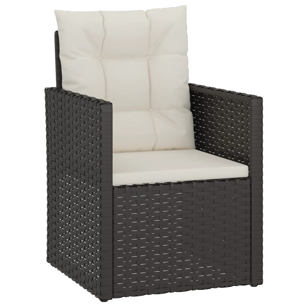 4 Piece Outdoor Lounge Set with Cushions Poly Rattan Black