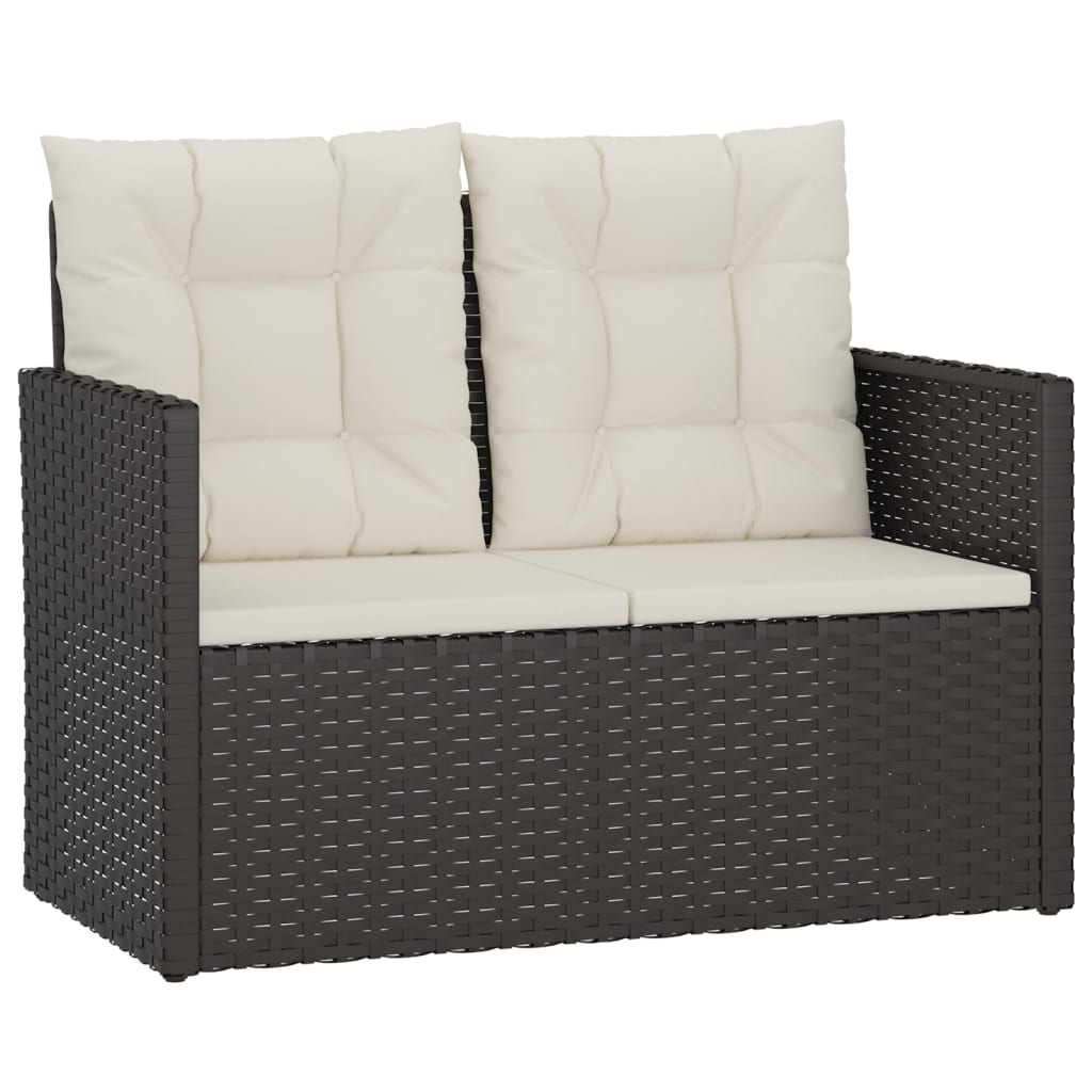 4 Piece Outdoor Lounge Set with Cushions Poly Rattan Black