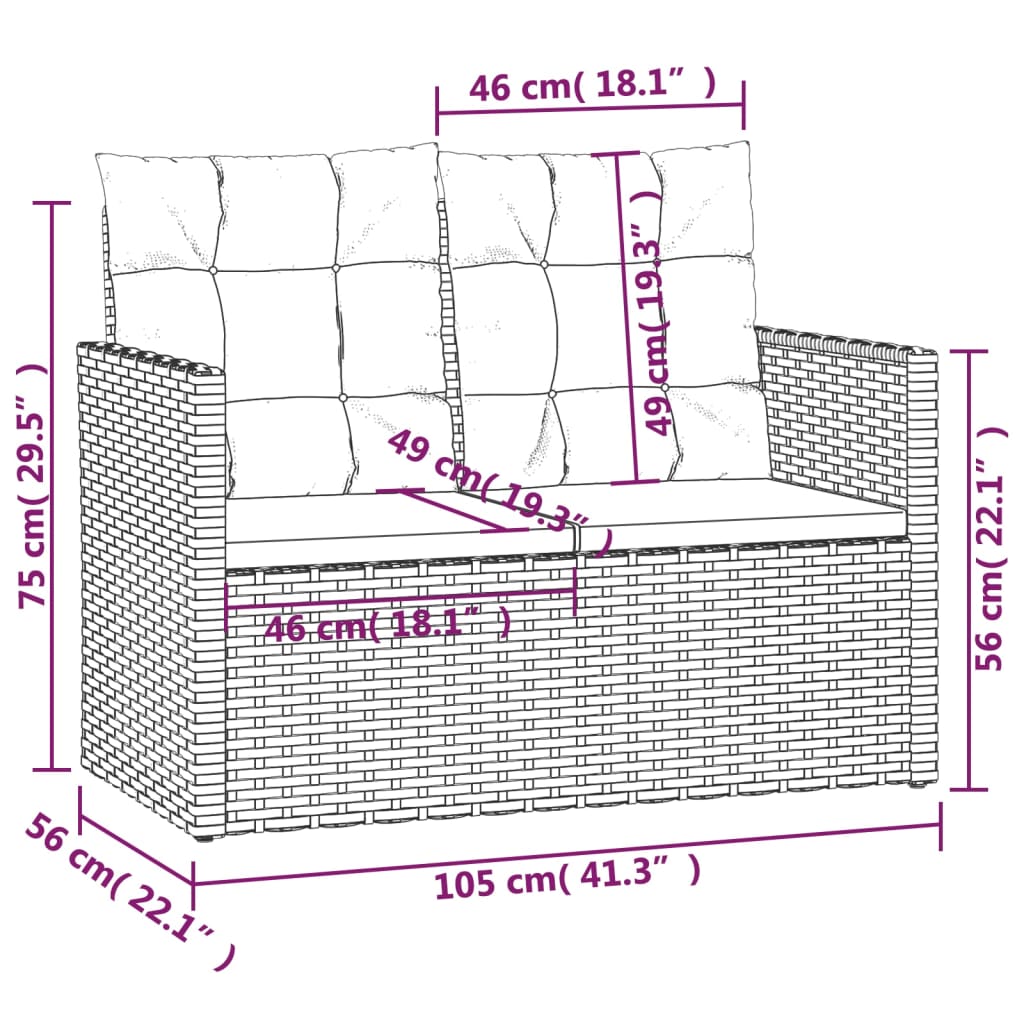 4 Piece Outdoor Lounge Set with Cushions Poly Rattan Black