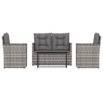 4 Piece Outdoor Lounge Set with Cushions Poly Rattan Grey