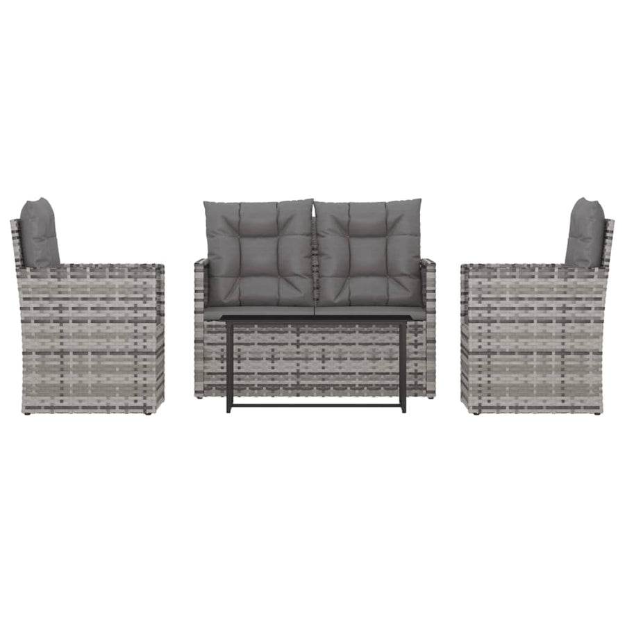 4 Piece Outdoor Lounge Set with Cushions Poly Rattan Grey