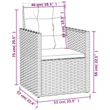 4 Piece Outdoor Lounge Set with Cushions Poly Rattan Grey - Low Angle