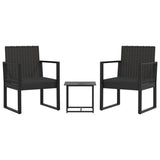 3 Piece Garden Lounge Set with Cushions Black Poly Rattan