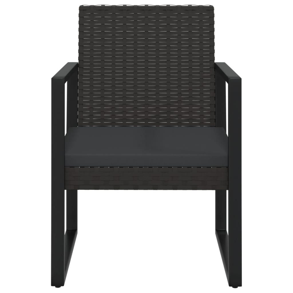 4 Piece Garden Lounge Set with Cushions Black Poly Rattan
