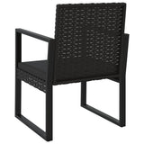 4 Piece Garden Lounge Set with Cushions Black Poly Rattan - Rear View