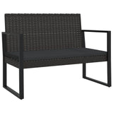 4 Piece Garden Lounge Set with Cushions Black Poly Rattan - Low Angle